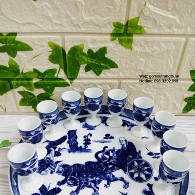 Bộ bình rót rượu kèm khay sứ gồm 12 món